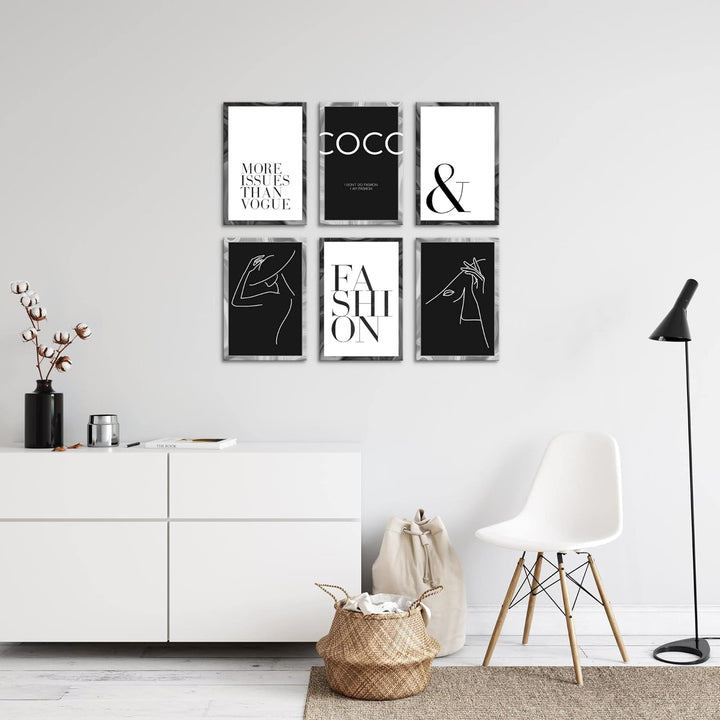 Novart Wandbilder Set - KOMPLETT AUFHÄNGFERTIG - Made in Germany - Moderne Bilder Coco Wohnzimmer Mä