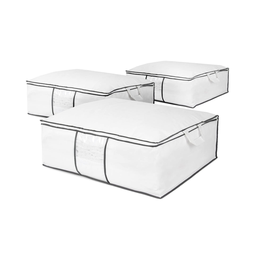 Compactor NEOTEX Bettdecken-Aufbewahrungstaschen Set von 3 - Aus 100% Polypropylen mit Transparentem