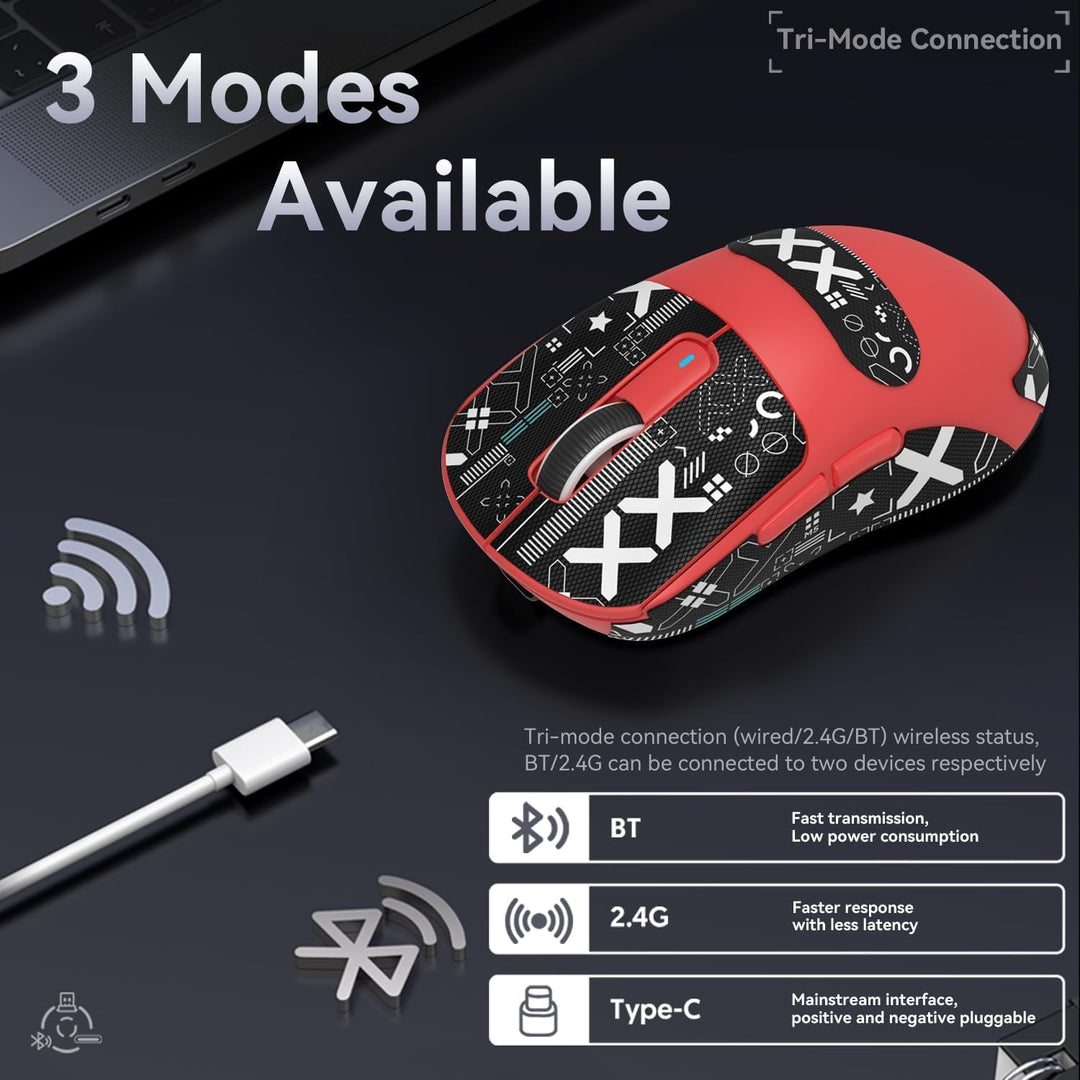 ATTACK SHARK X3 Pro 4K/8K Hz Maus, 49 g SUPERLEICHT, PixArt PAW3395 Gaming-Sensor, BT/2,4G kabellose