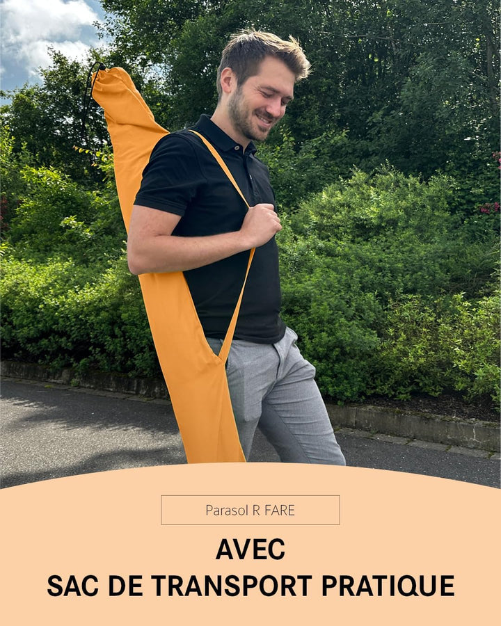 FARE Sonnenschirm Grösse L rechteckig - 200 cm Durchmesser - UV-Schutz 50+ für Balkon Garten Terrass