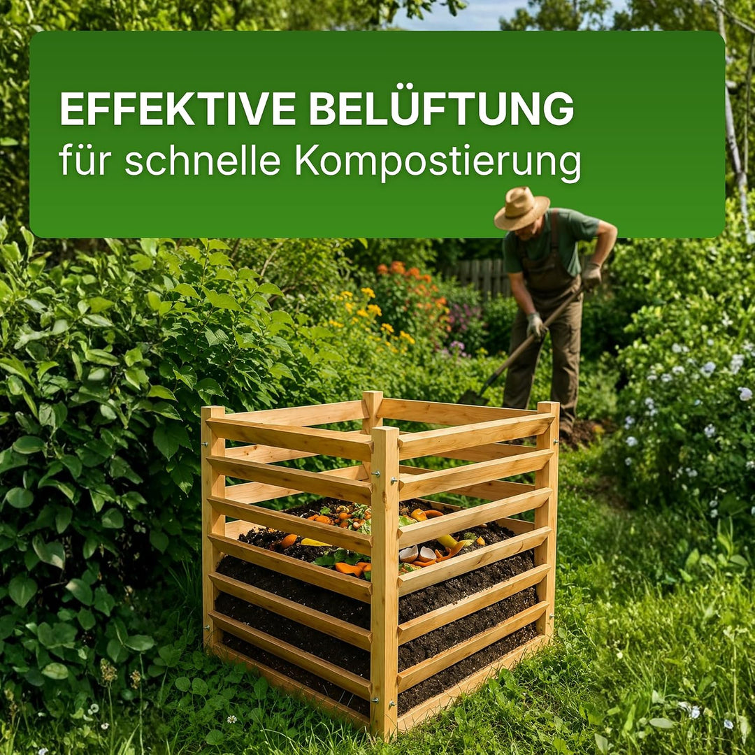 Moderner Komposter Single ca. 80x100 cm Höhe 80 cm aus Lärchenholz Massivholz Steckkomposter Kompost