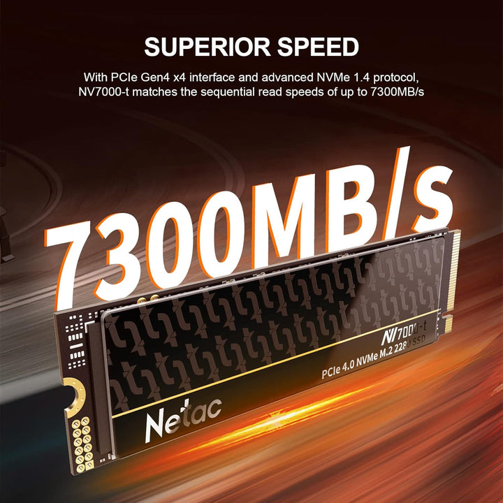 Netac NV7000-t 2 TB M.2 NVMe SSD, 2 TB, PCIe 4.0, 7.300 MB/s Lesen, 6.700 MB/s Schreiben, Internes S