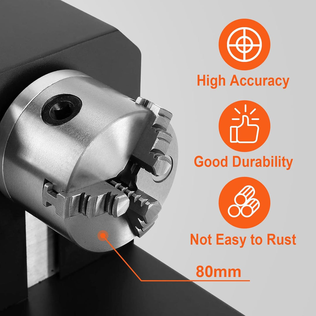 Laser Rotationsachse Drehachse Y-Achse mit 3-Backenfutter & Schrittmotor, 360° drehbare Laser-Rotati