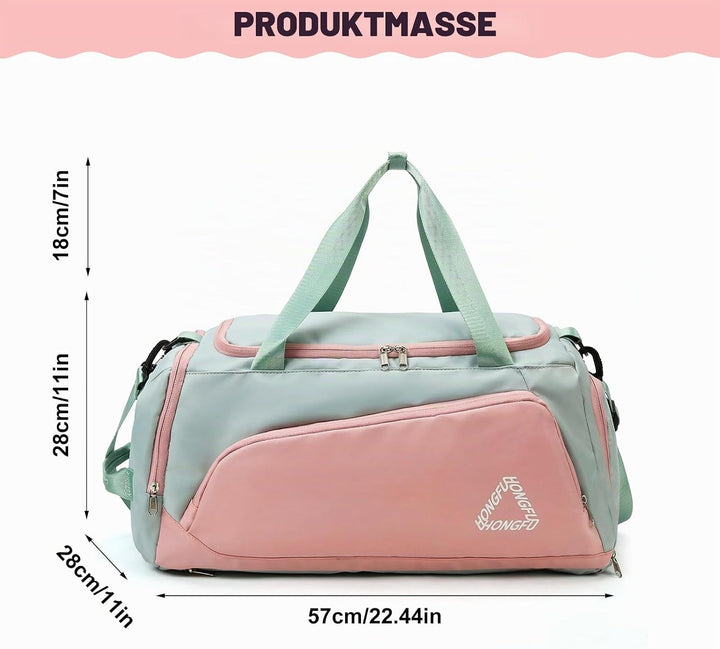 Sporttasche für Damen - Sporttasche Damen Gross Reisetasche Gross mit Schuhfach und Nassfach, Faltba