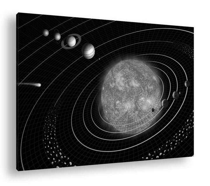 deyoli unser Sonnensystem Format: 80x60 Effekt: Schwarz&Weiss als Leinwandbild, Motiv fertig gerahmt