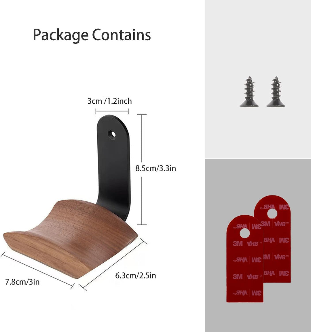 Headset Halterung mit 6cm Breiter Kopfstütze aus Nussbaum,Kopfhörer Ständer mit 3M Klebeband und Sch
