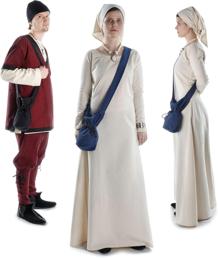 Umhänge -Tasche Klein - Baumwolle/Leinenlook Mittelalter Kleidung Blau, Blau