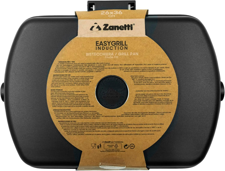 Zanetti, Grillpfanne 26 x 36 cm, Grillplatte aus Aluminium-Druckguss mit hoher Dicke, Grillplatte fü