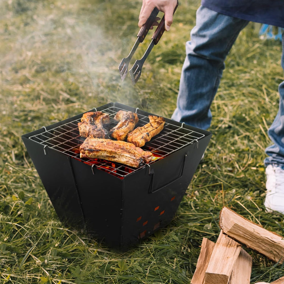REDCAMP Faltbare Camping Feuerstelle mit Grillrost, tragbar, 2 in 1, Eisen