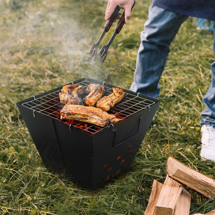 REDCAMP Faltbare Camping Feuerstelle mit Grillrost, tragbar, 2 in 1, Eisen