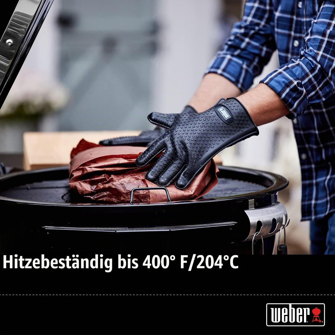 Weber 7017 Silicone Grilling Gloves, Black Einzelbett, Einzelbett