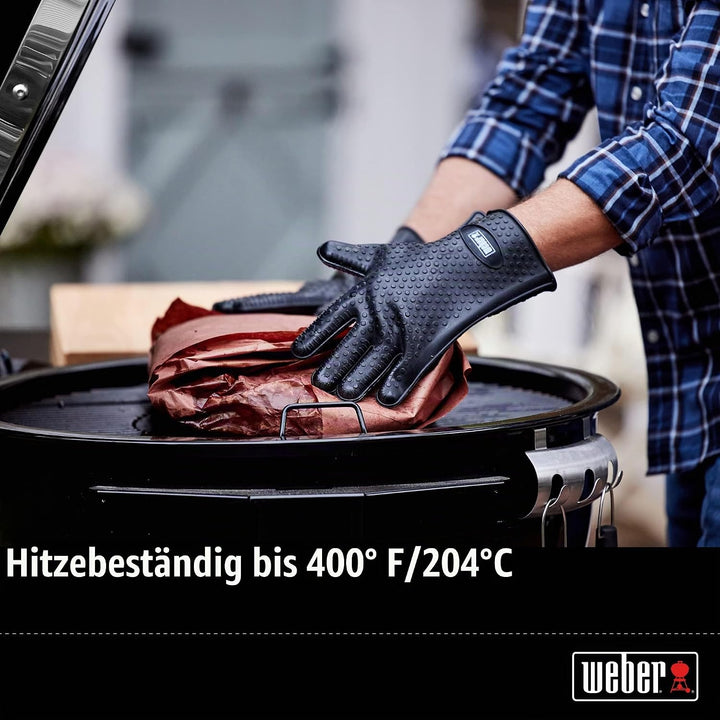 Weber 7017 Silicone Grilling Gloves, Black Einzelbett, Einzelbett