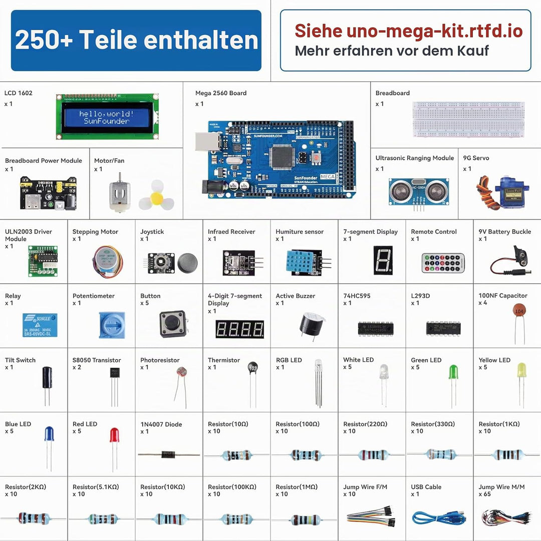 SUNFOUNDER Project Complete Starter Kit Kompatibel mit Arduino UNO R3 Arduino IDE/Scratch Codingmit