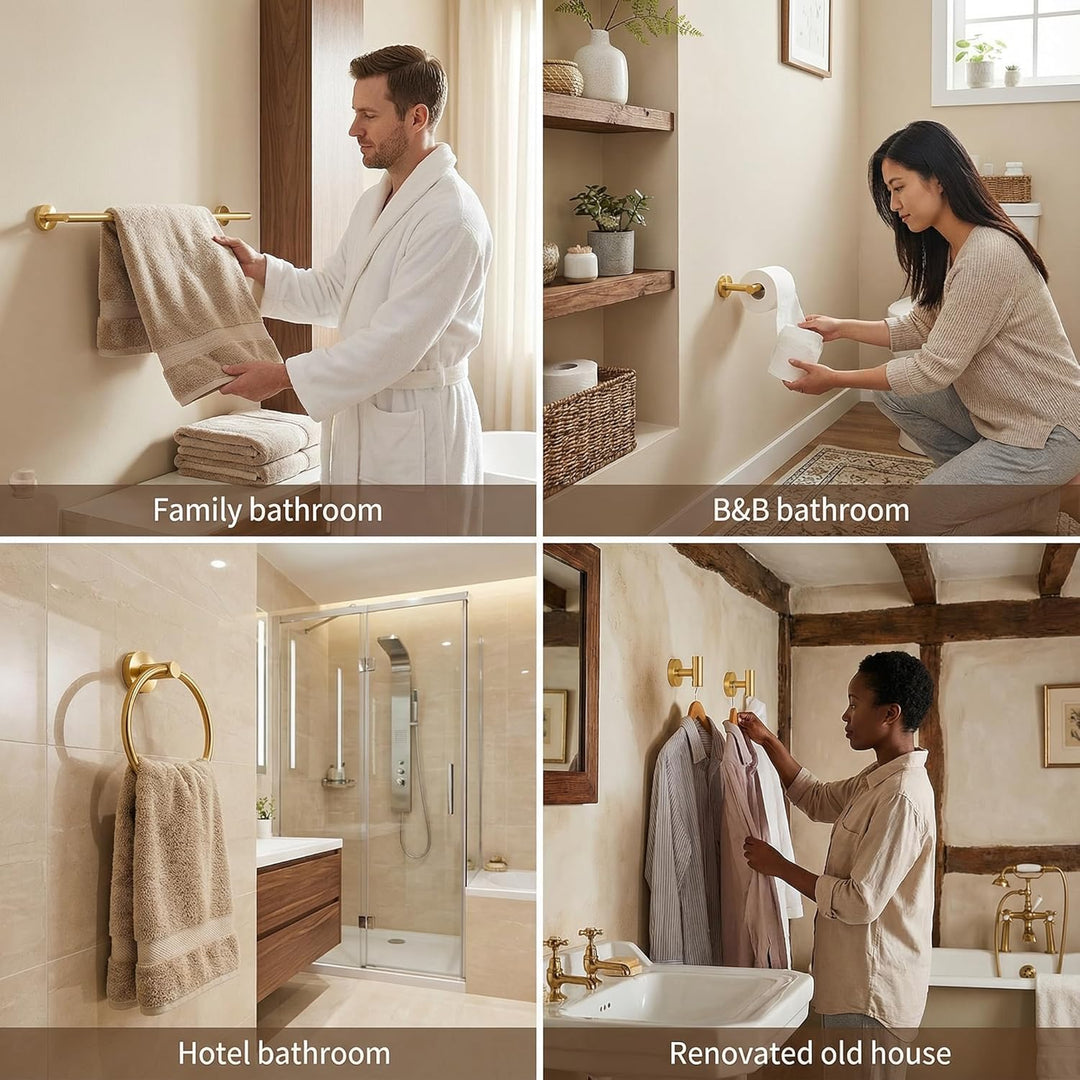 Gold Badezimmer Hardware Set, SUS304 Edelstahl 60 cm Handtuchstange, Toilettenpapierhalter, Handtuch