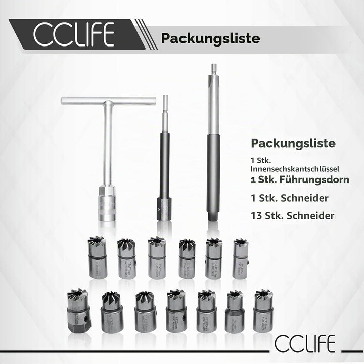 CCLIFE 17tlg Diesel Injektor Fräser Dichtsitzfräser Injektoren Inspritzdüsen Werkzeug mit 13 Fräsern