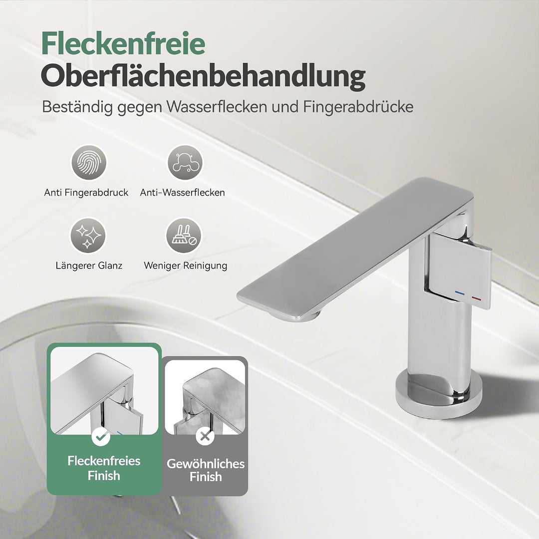 ALPHA HOME Wasserhahn Bad mit Anschlussschlauch, Waschtischarmatur Einhandmischer Armatur Waschbecke