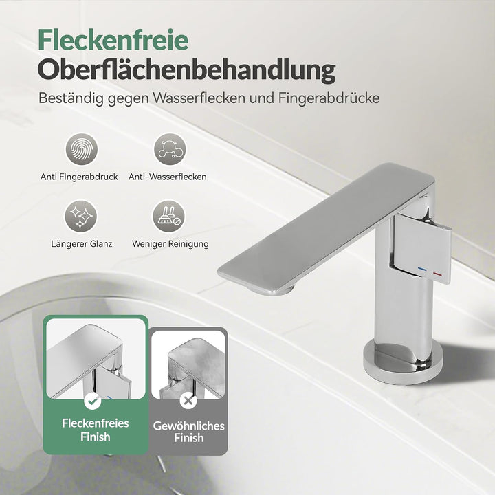 ALPHA HOME Wasserhahn Bad mit Anschlussschlauch, Waschtischarmatur Einhandmischer Armatur Waschbecke