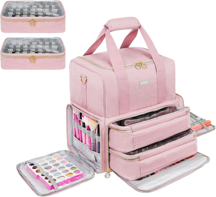 Nagellack Organizer Tasche,Doppelschichtige Nagellack Aufbewahrung Tasche für 80 Flaschen (15 ml) un