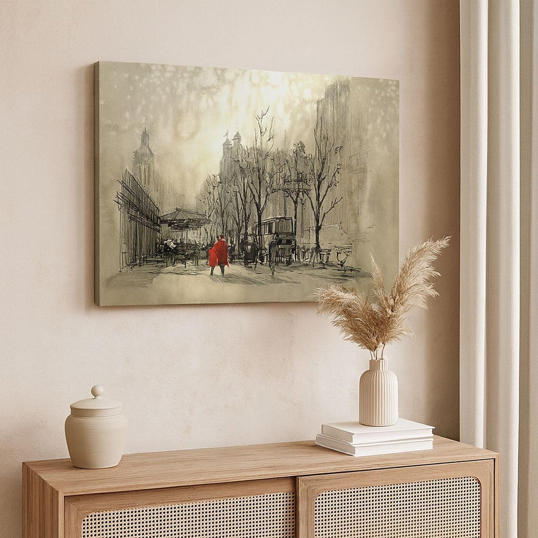 Bilder auf Leinwand 100x70cm Leinwandbild mit Rahmen Stadt Frau Geliebte Gross Wanddeko Bild Schlafz