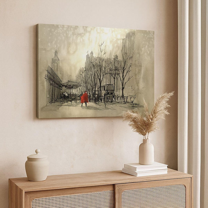 Bilder auf Leinwand 100x70cm Leinwandbild mit Rahmen Stadt Frau Geliebte Gross Wanddeko Bild Schlafz