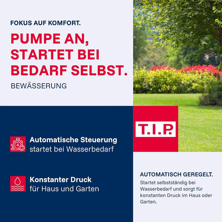 T.I.P. Hauswasserautomat Edelstahl (2.800 l/h Fördermenge, 42 m Förderhöhe, 4,2 bar Druck, 550 W, El