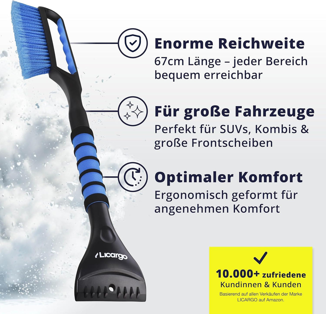 LICARGO 2X Eiskratzer Auto mit Besen 67cm - stabil & wackelfrei - kratzerfrei & lackschonend Schneeb