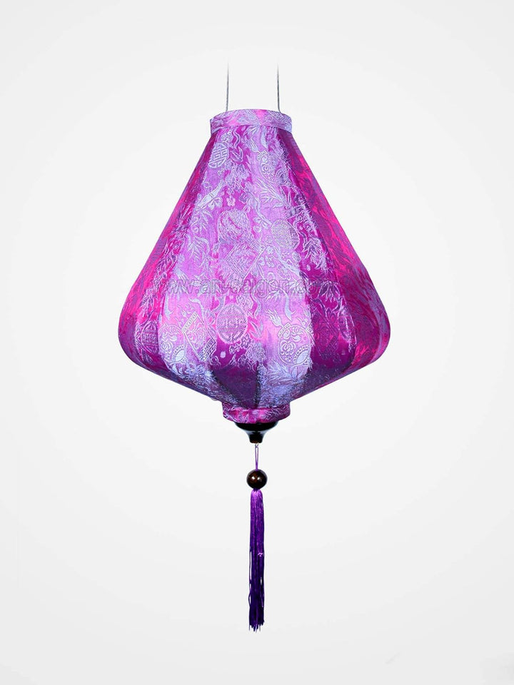 Asiatische Lampion aus Seide, violett, Durchmesser 30 cm, Laterne aus Stoff, Bambus und Holz, Dekora