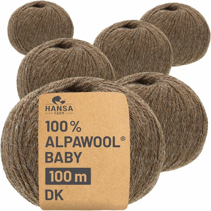 HANSA-FARM | 100% Baby Alpakawolle in 50+ Farben (kratzfrei) - 300g Set (6 x 50g) - weiche Alpaka Wo