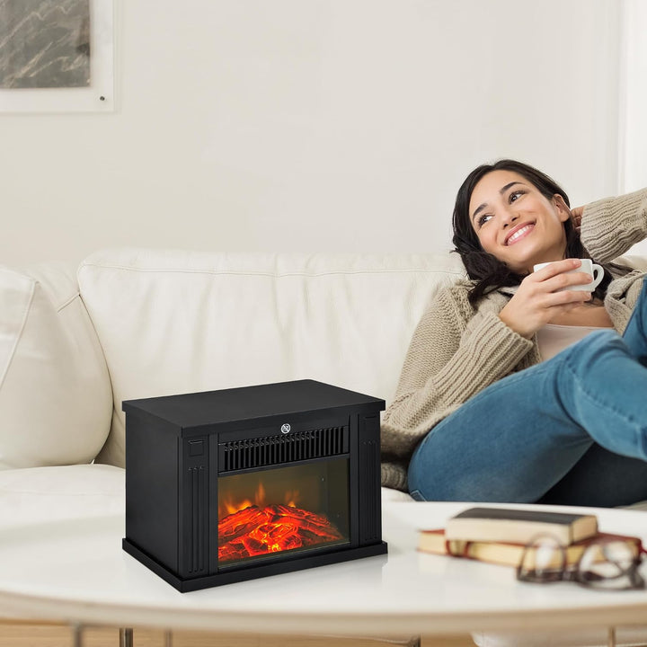 HOMCOM Elektrokamin mit Heizung, elektrischer Kamin mit LED Flammeneffekt, 600/1200 W Dekokamin, ele