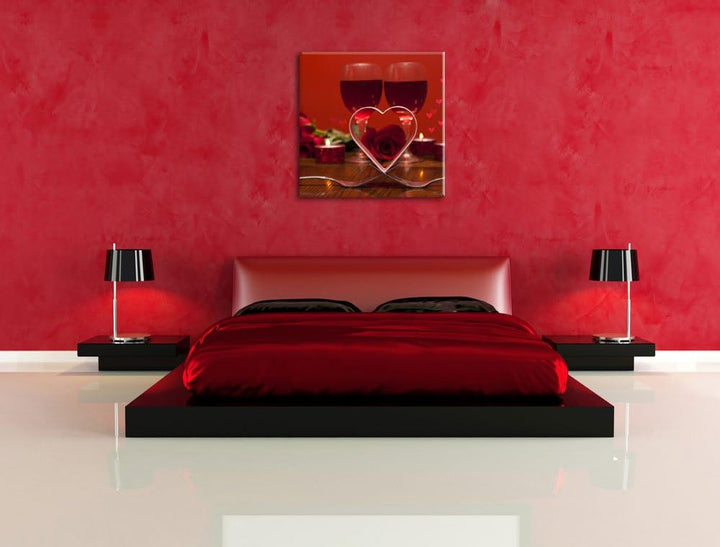 Pixxprint Romantisches Dinner mit Rosen, Format: 70x70 auf Leinwand, 70x70