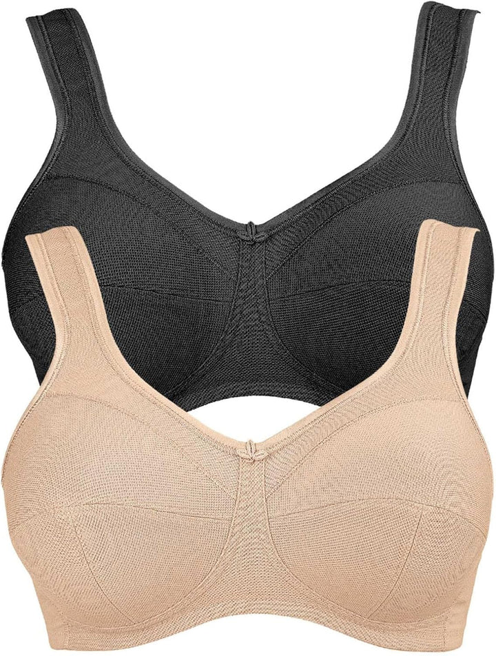 Anita Jana Entlastungs-BH ohne Bügel – Damen Komfort BH mit Breiten Trägern 75B Schwarz/Skin, 75B Sc