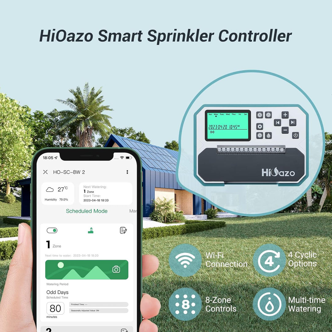 bewässerungscomputer, WiFi Sprinkler Bewässerungssystem Timer, 8 Zonen, Innen Aussenbewässerungssyst