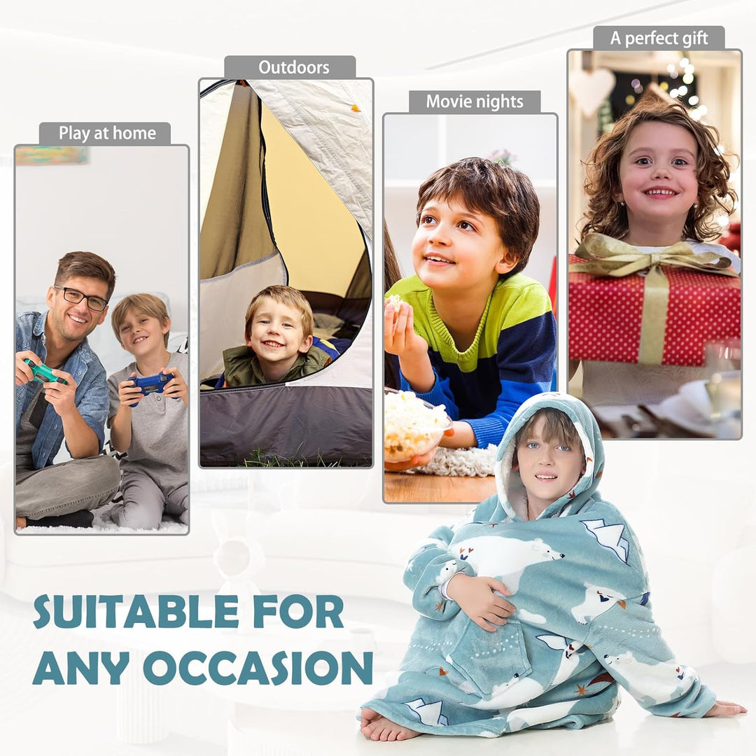 MOKANI ÜBergrossE Hoodie Decke Kinder mit äRmel Tragbare Kapuzenpullover, Super Weich Warmes Bequeme