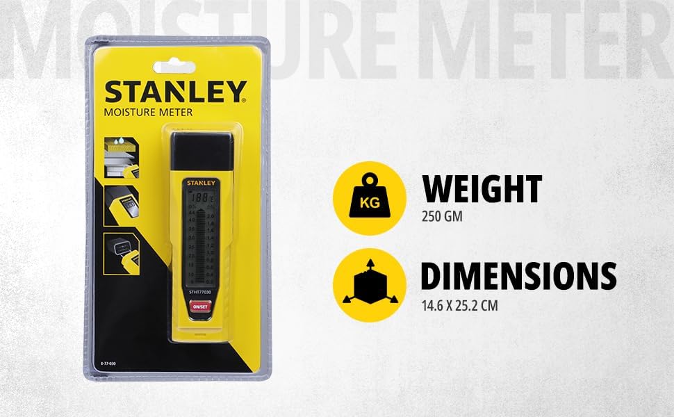 Stanley Feuchtigkeitsmesser (display mit Balkengrafik und zwei Messskalen, schlagfestes Gehäuse)