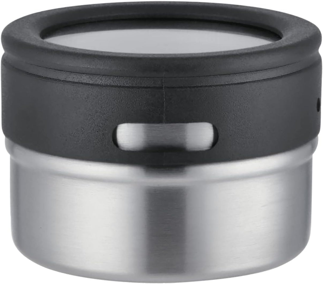 MEISTERKOCH Gewürzdosen-Set 6-teilig aus Edelstahl, 6 Gewürzdosen mit Glasdeckel und Ausschüttöffnun