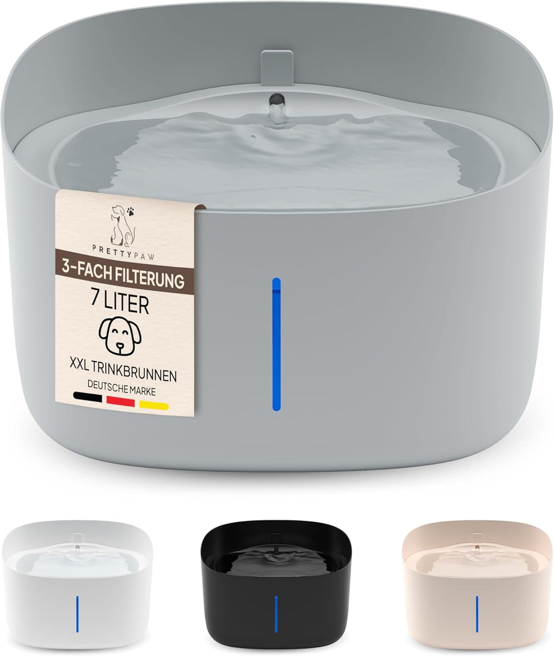 Pretty PAW® Trinkbrunnen für Hunde I Super leiser Hunde Trinkbrunnen mit 7 Liter Wassertank I BPA-fr