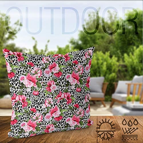 VOID Pfingstrosen Leopard Kissenbezug Kissenhülle Sofakissen Kissen Deko Outdoor-Kissen Dekokissen,