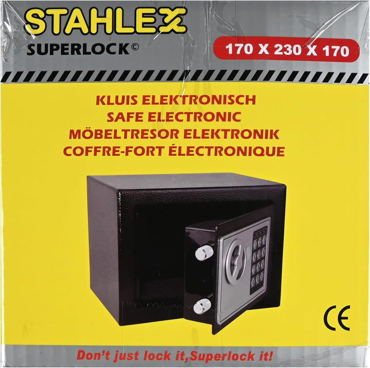 Safe Elektronischer Tresor, Feuerfest und Wandmontage, 170 x 230 x 170 mm, Alarmfunktion, Schwarz, I