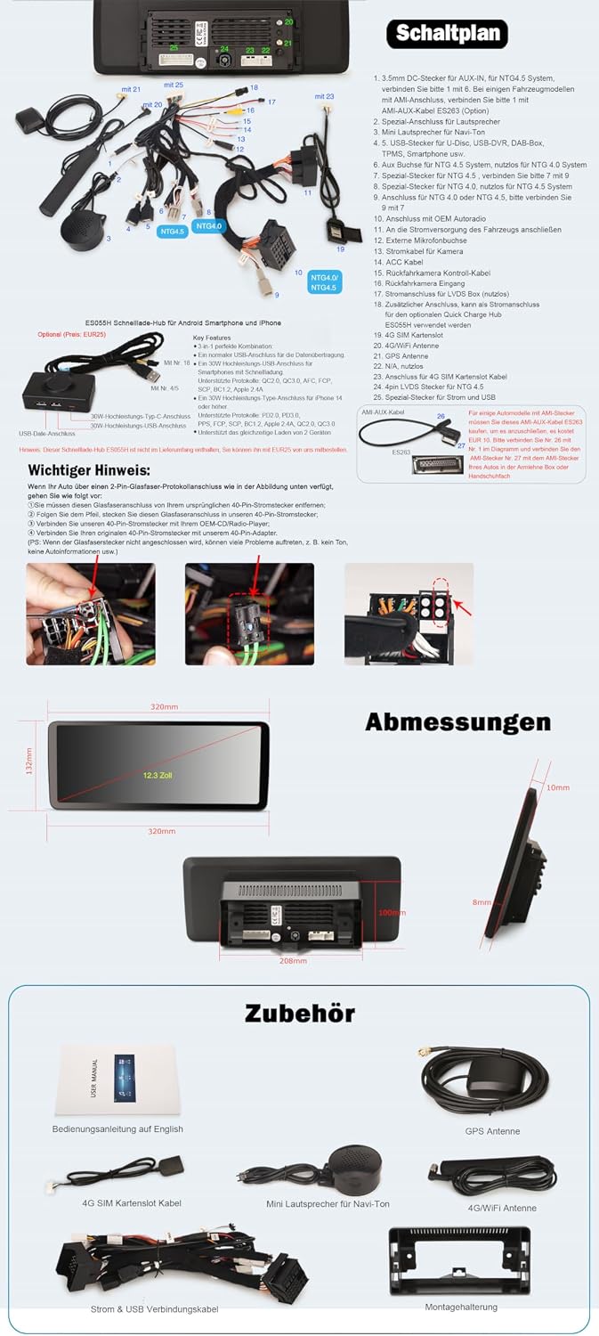 Erisin 12.3" Android 16 Autoradio GPS Navi für Mercedes A Klasse W176 GLA X156 CLA C117 NTG 4.5/4.7,