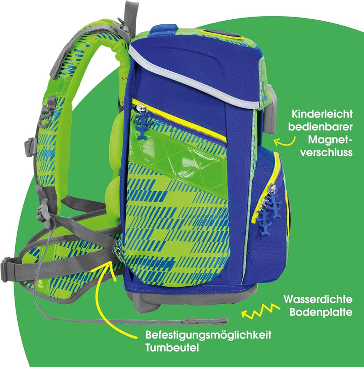 Step by Step Schulranzen-Set SPACE Shine, 5-teilig, ergonomischer Tornister mit Reflektoren, höhenve