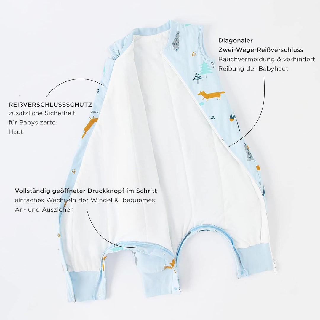 Duomiaomiao Baby Schlafsack mit füssen, Winter mit füssen,100% Baumwolle, 2.5 Tog Baby Jungen mit Sc