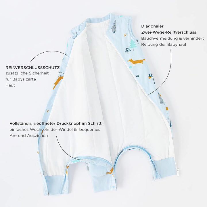 Duomiaomiao Baby Schlafsack mit füssen, Winter mit füssen,100% Baumwolle, 2.5 Tog Baby Jungen mit Sc