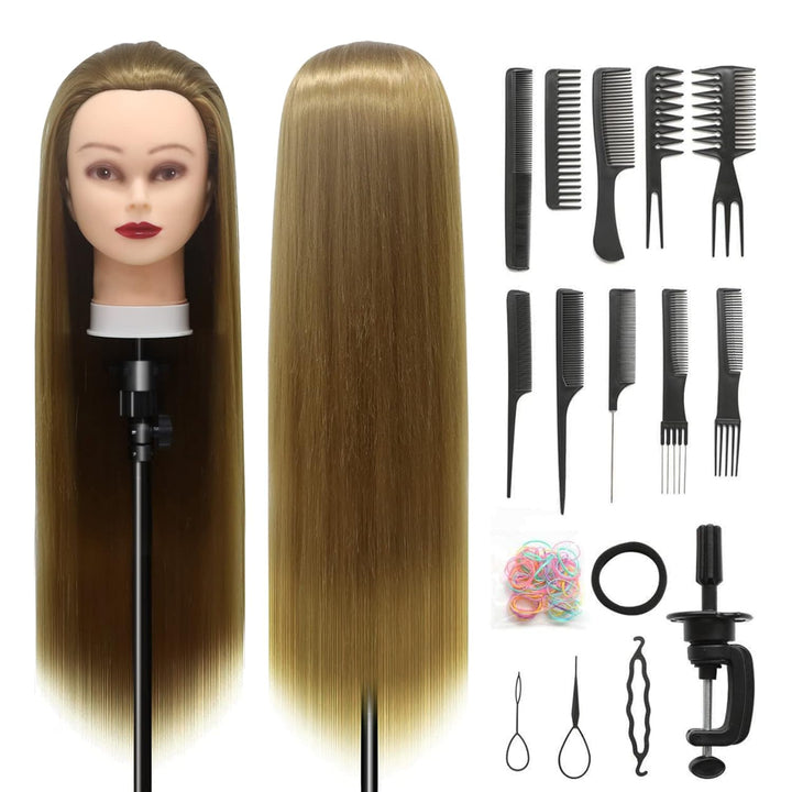 Trainingsköpfe, 28 inch Übungskopf Frisierkopf Friseur 100% Synthetikfaser-Haar Styling Kopf Frisier