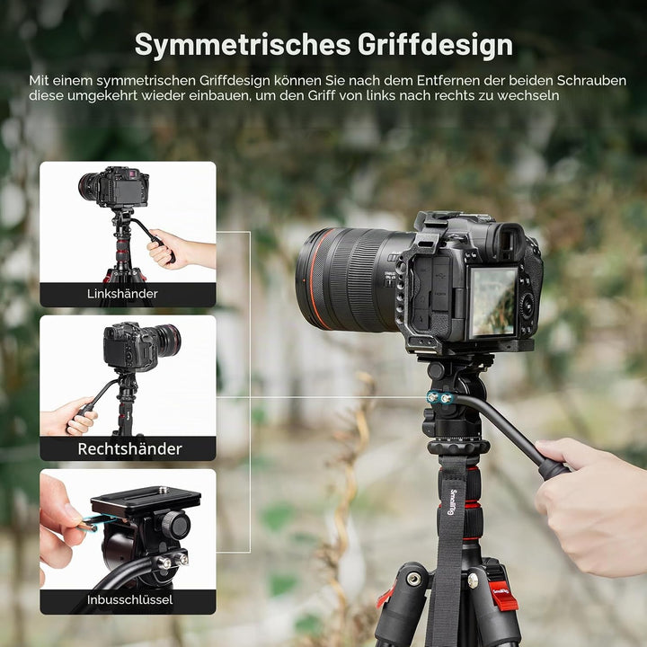 SMALLRIG Stativ Fluidkopf Pan Tilt Head CH10 mit Schnellwechselplatte, Fluid Head geeignet für AR-ca