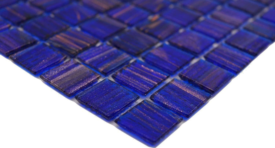Mosaikfliese Glasmosaik Dunkelblau Ultramarinblau Kupfer changierend Küchenrückwand Duschwand | 10 M