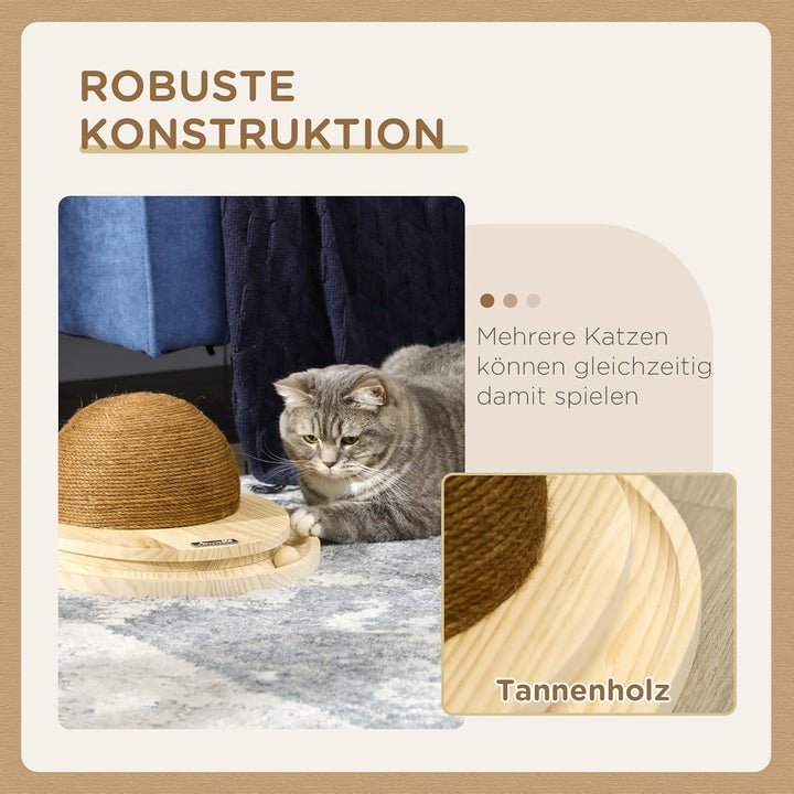 PawHut Interaktives Kratzspielzeug, 2-in-1-Design Katzenspielzeug mit Kugelbahn und Kratzbrett, Krat