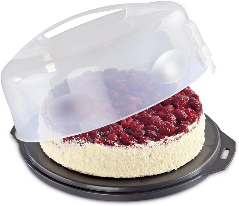 Xavax Kuchen-Transportbox rund mit Deckel Kuchenbehälter 31,5 cm Durchmesser, Innenhöhe 8 cm,Kuchenb