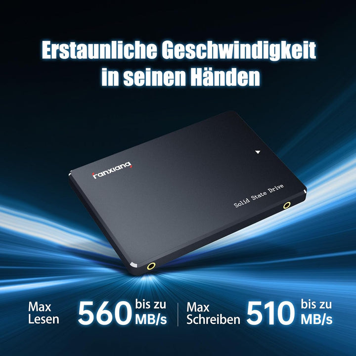 fanxiang SATA SSD 512GB 2,5 Zoll Interne SSD 550 MB/s Lesen, 500 MB/s Schreiben, Festplatte für schn
