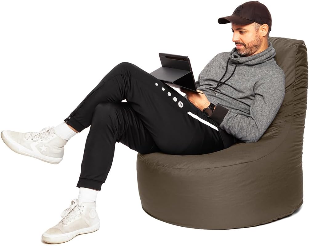 PATCH HOME Gamer Kissen Lounge Kissen Sitzsack Sessel Sitzkissen Bean Bag + Würfel/Hocker mit Reissv