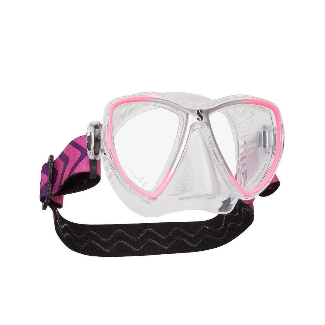 SCUBAPRO Synergy Mini Tauch- und Schnorchelmaske für schmale Gesichter klar/pink/silber, klar/pink/s
